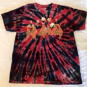Def Leppard T-Shirt Photo Logo Tie Dye Official cotton M/L metal rock